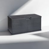 Baúl de almacenamiento exterior IPAE PROGARDEN Alpha Antracita – 340 litros, 4 ruedas y diseño elegante (118x59x57cm)